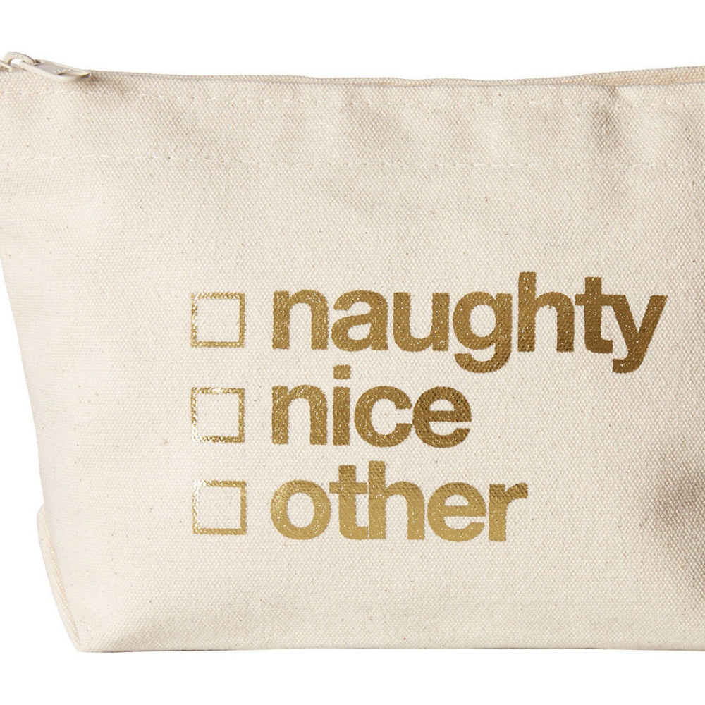 DOGEARED Naughty Nice Other Gold Foil Lil Zip POUCH CREAM NWT